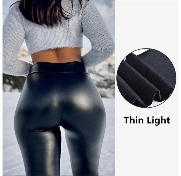 High Waiste Pu Leather Pants Women Autumn 2023 Fashion Versatile Casual Solid Slim Hip Lifting Pencil Trousers Female Streetwear
