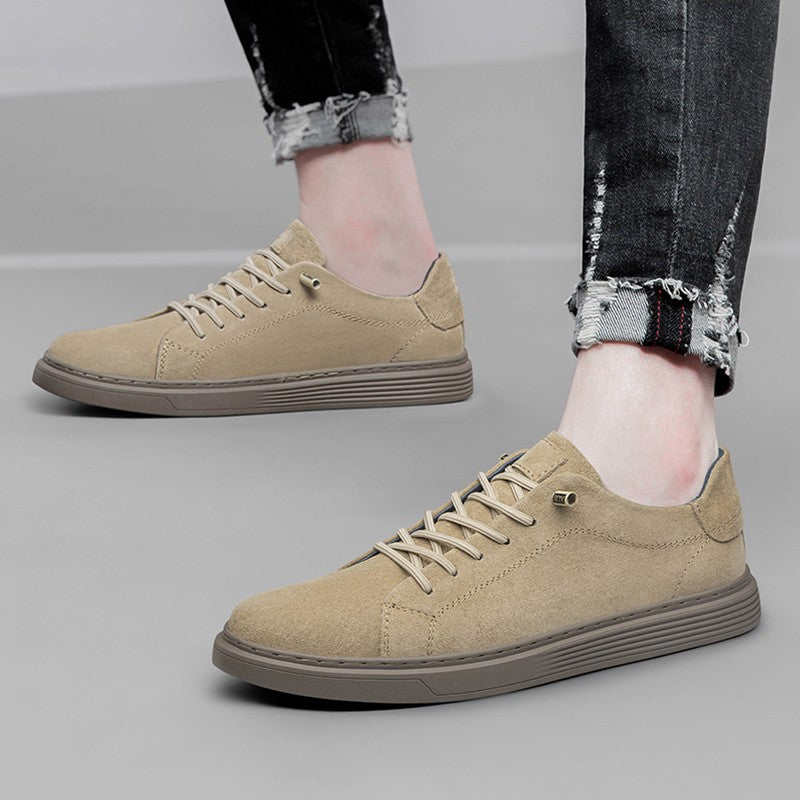 New Men's Suede Fashionable Lace-Up Casual Shoe Breathable And Comfortable Walking Shoe Anti -Slip And Wear-Resistant Flat Shoes