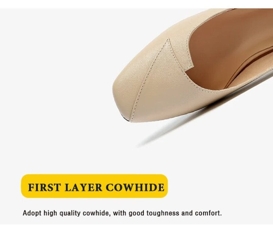 Four Seasons Shoes Soft Bottom Middle-aged Women's Shoes Chunky Heeled Mom Shoes Comfortable Casual Work Leather Shoes