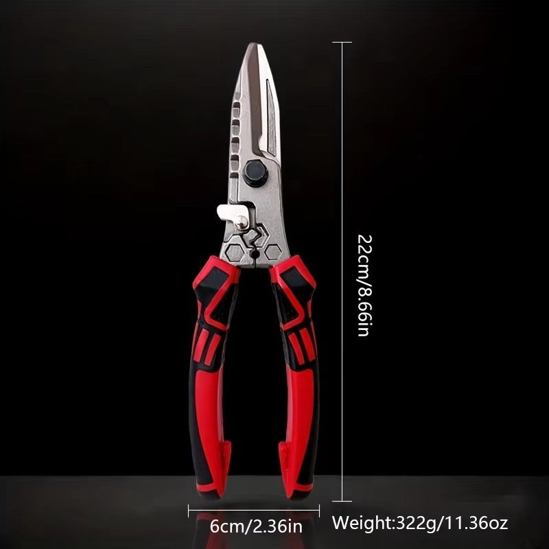 Multi-Functional Electrician Scissors, Crimping Wire Cutting Tool with Wrench Function for Metal Sheet and Cable Cutting