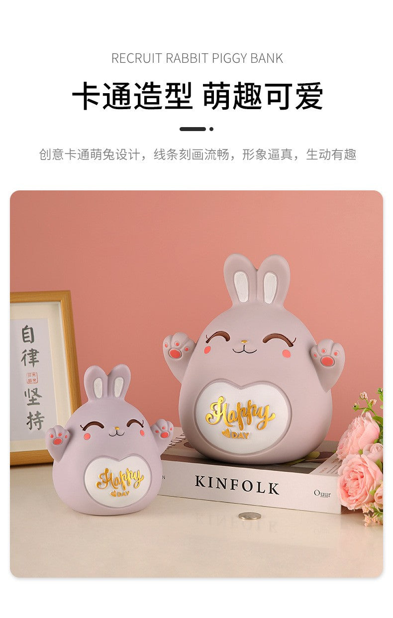 Cartoon Rabbit Piggy Bank Home Living Room Bedroom Ornament Children's Gift Vinyl Anti-fall Piggy Bank Home Accessories
