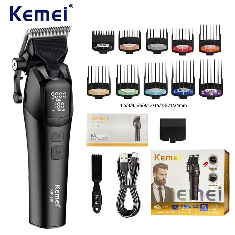 Kemei KM-1858 10W Barber Professional Electric Hair Clipper DLC Blade Trimmer Cordless USB Charging Rechargeable Hair Clippers