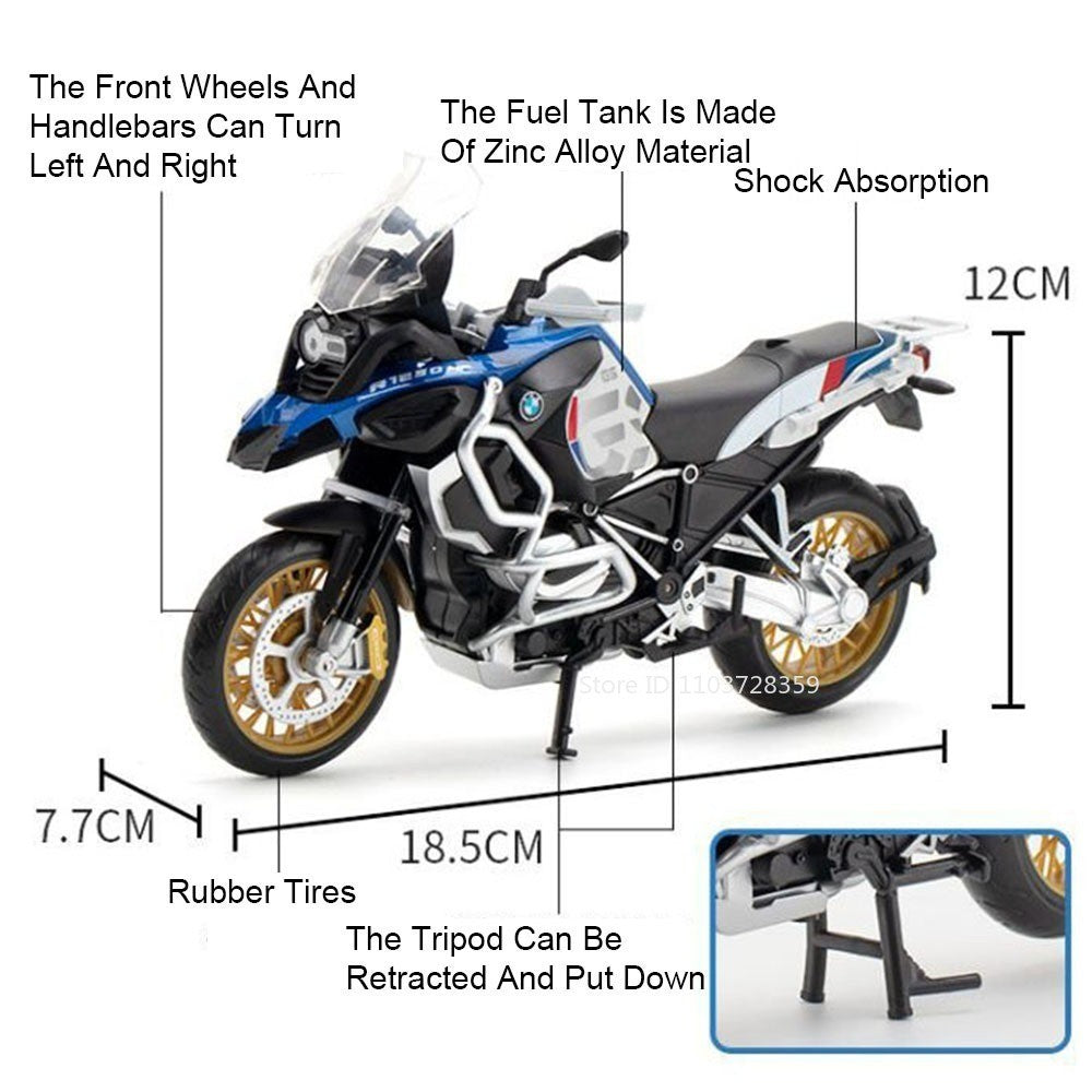 1:12 Suzuki GSX1000R R1250GS Alloy Diecast Toys Motorcycle Models Car with Light Shock Absorption Miniature Motorbike Boys Gifts