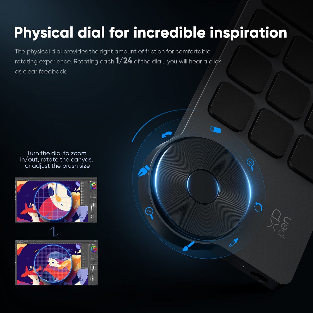 XPPen Wireless Shortcut Remote Express Key Bluetooth 5.0 Customizable shortcut keys for Graphic Tablet Pen Display Monitor