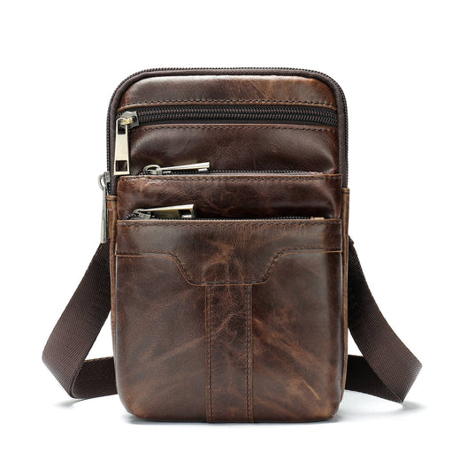 New Men's Cow Leather Chest Bag Man Small Shoulder Casual Male Crossbody Waist Bag