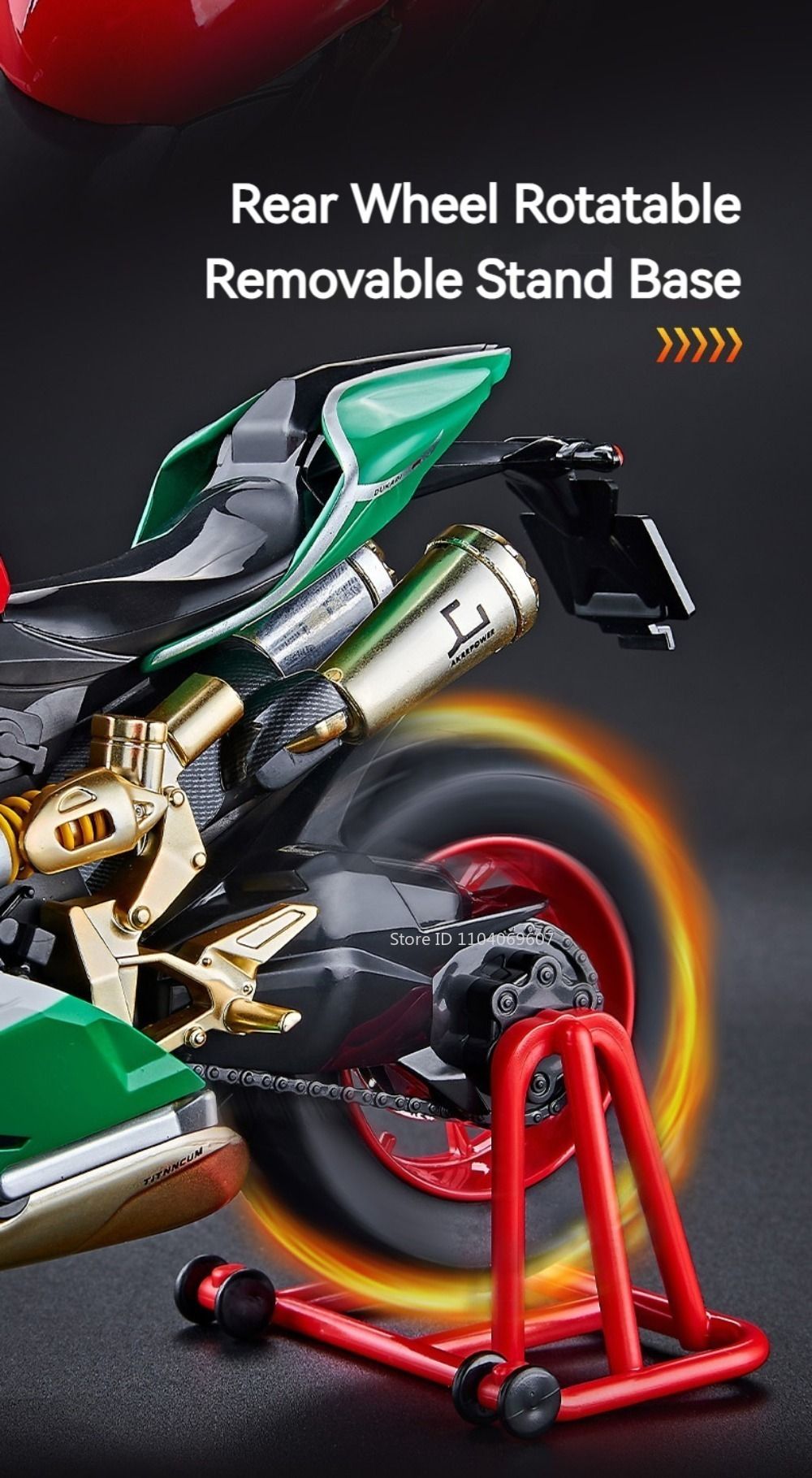 1:9 Scale 1299 V4S Miniature Motorbike Toy Models Alloy Diecast Sound Light Shock Absorption Ornament Motorcycles for Kids Gifts