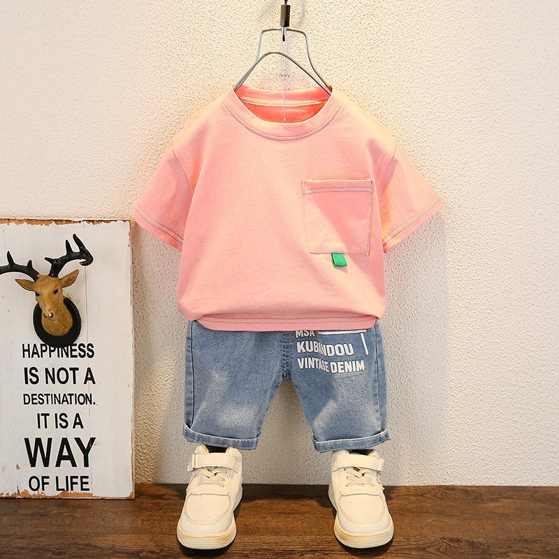 New Summer Baby Boy Kids Clothes Children Clothing Suit Tops Short-sleeve T-shirt Pants 2pcs/set Sport Infant 0-5 Years