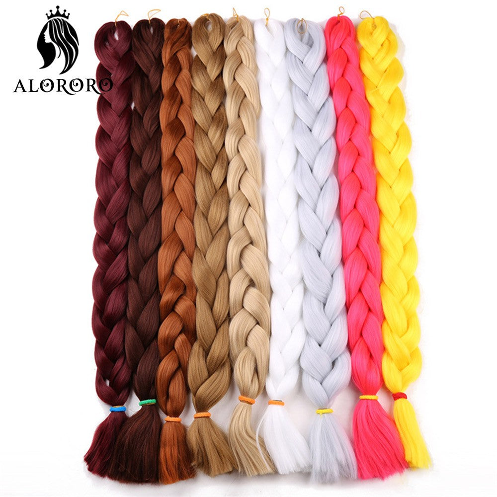 Alororo Synthetic Jumbo Braid Hair 82 Inch African Fake Hair High Temperature Fiber Puple Red Braiding Hair Extensions for Women
