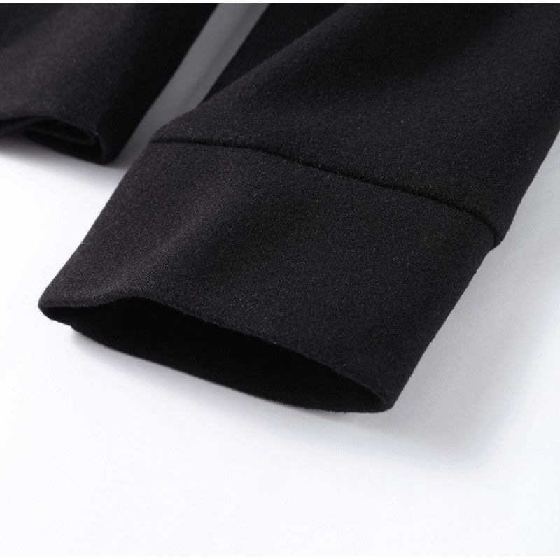 Elegant Stand Collar Woolen Jacket For Women Y2K Single Breasted Button Pockets Coat Lady 2025 Autumn Winter Street Chic Outwear