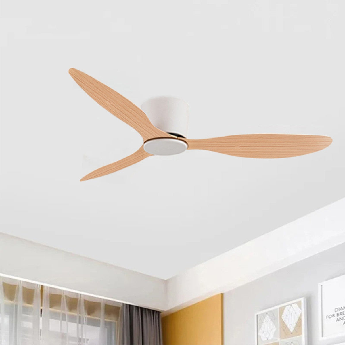 Ceiling Fan Low Floor DC Motor Electric Fan Remote Control Large Household Fan Without Light for Living Room Bedroom