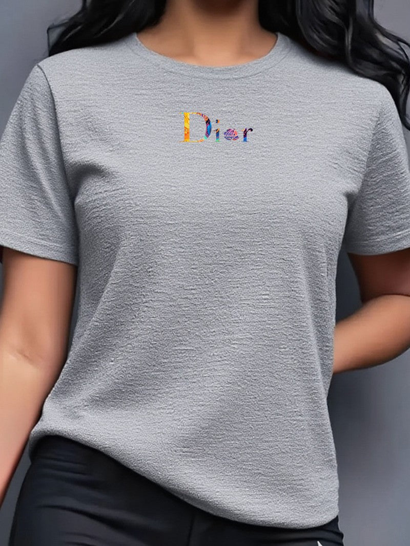 Ladies Hot Sale Brand Printed T-shirt Fashion Casual Letter Simple Pattern Top Summer Short Sleeve Loose Women's Cotton Top