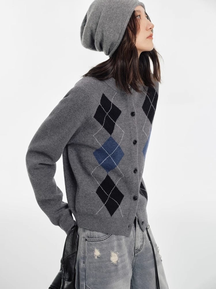 College style sweater 100% Australian Wool Sweaters Large Size Cardigan High-grade Women's Autumn Winter Fashion Knitwear