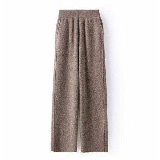 High Waist Wide Leg Woolen Pants Women's Loose Casual Black Long Trousers Autumn Fashion Elegant Commuting Style