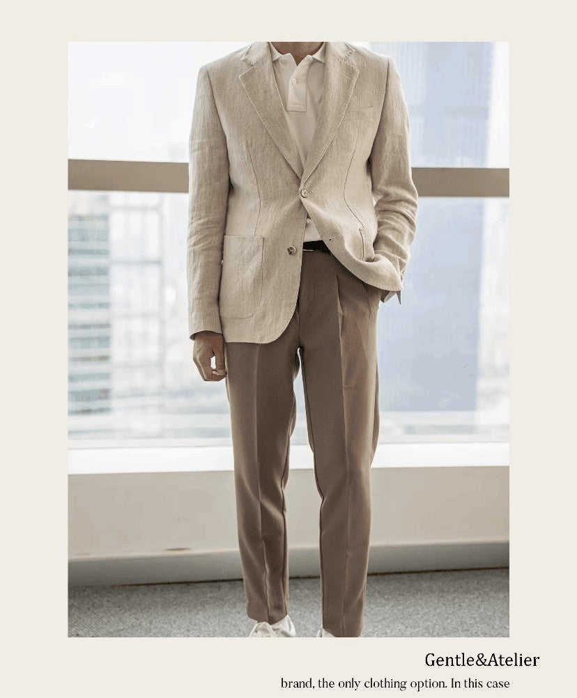 Summer Linen Casual Breathable Men's Lightweight Breathable Slim-Fit Blazer Vintage Italian Style Trendy