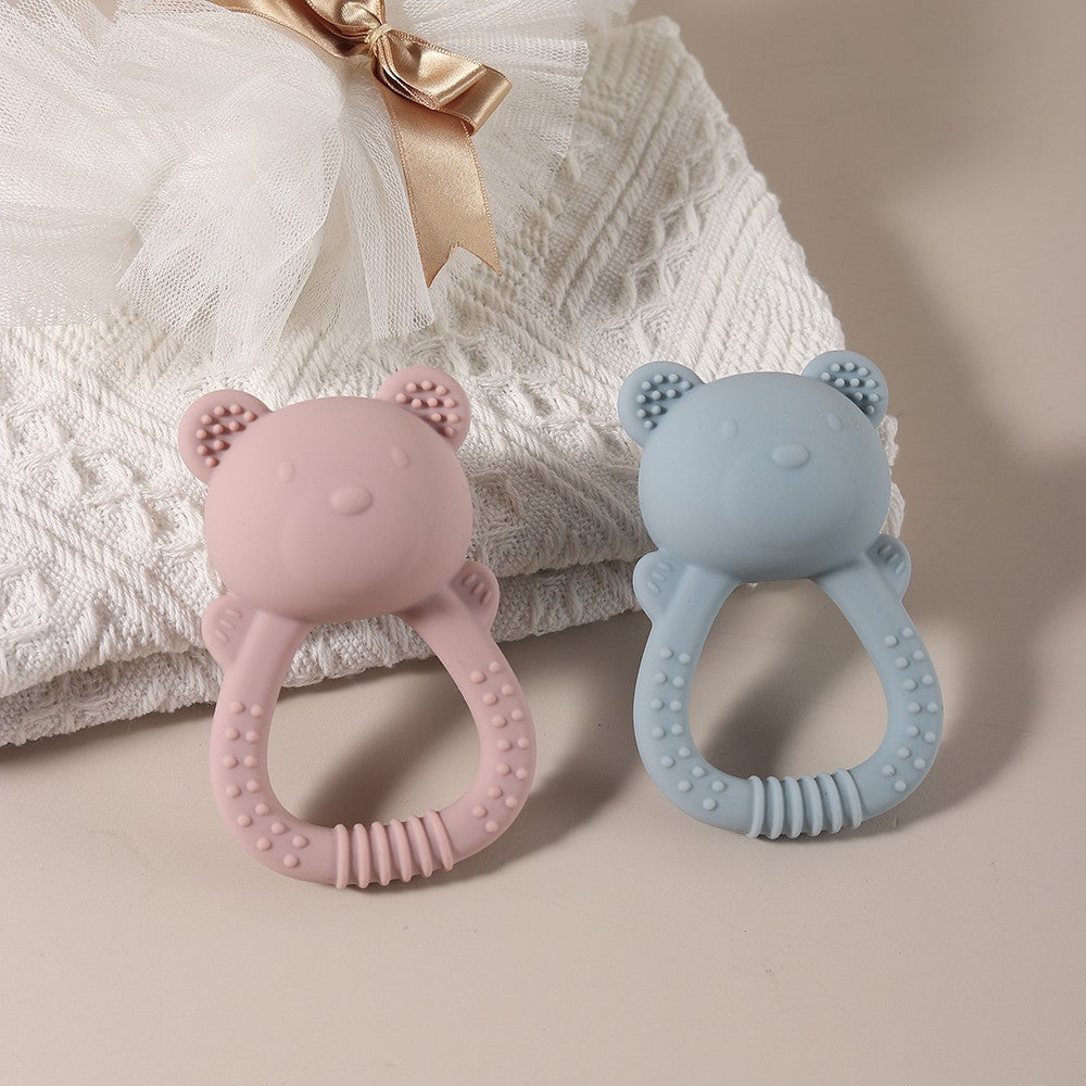 Hot sale cute bear baby rattle silicone teether 0-1 year toy
