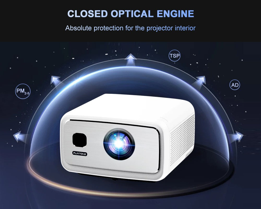 Flixtone 4000 Ansi Full HD Projector 4k D10S 3G 128 G Beam Projectors Home Theater Video Android 15 Samrt TV Beamer for Movies