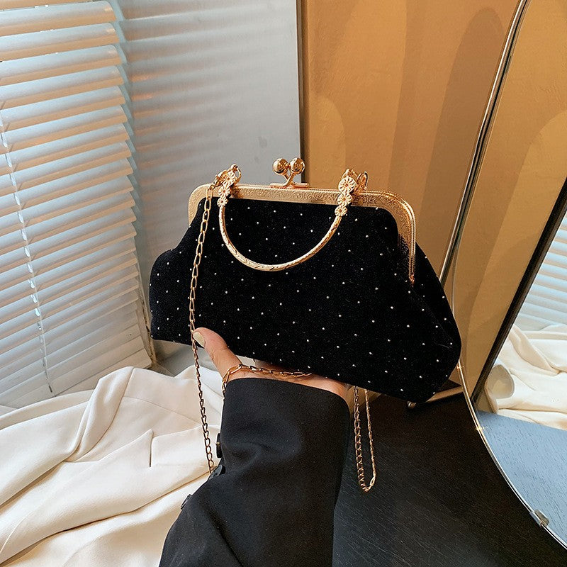 Luxury Design Women's Evening Clutch Purse Dinner Party Ladies Small Clip Shoulder Bag Handbags Retro Female Chain Crossbody Bag
