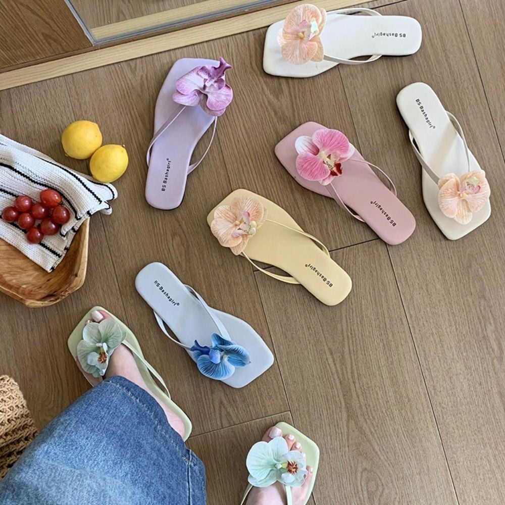 Daily Sweet Butterfly Orchid Slipper Summer Vacation Flower Flip Flops Elegant Out Wear Women's Sandals Ladies/Girls
