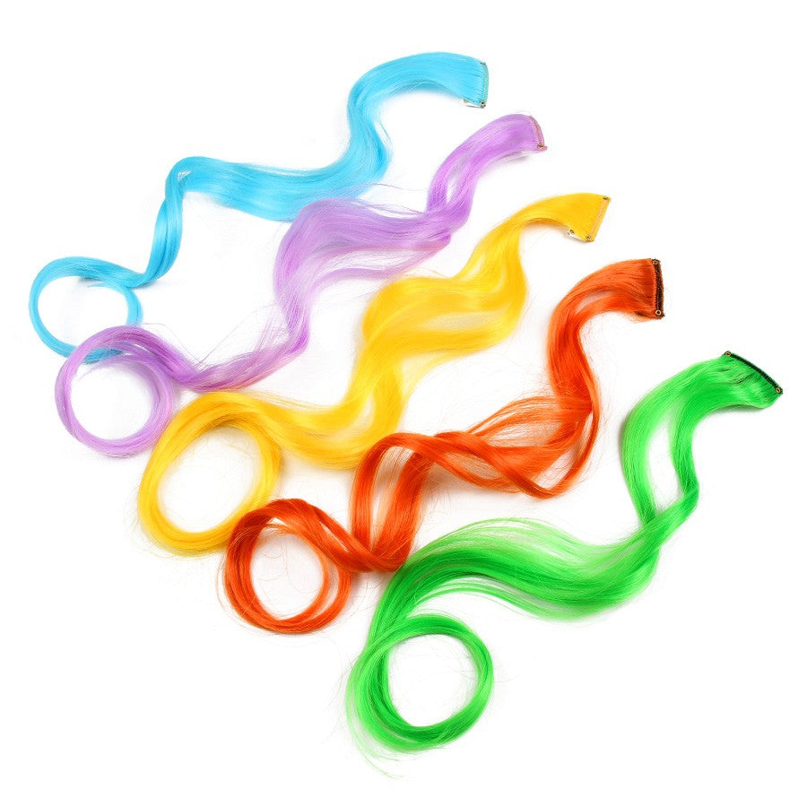 Synthetic Rainbow Wavy Hair Extensions Long Hair Extensions One Single Clip In Wigs Colorful Synthetic Fiber False Fake Hair 20";;VERDADEIRO;;"Q33,20inches