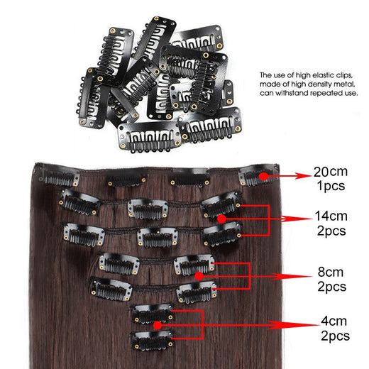 24Inch Synthetic 7Pcs/set Long Straight Hair Extension 16Clips Hairstyle Black Blonde Hairpiece for Women 2026