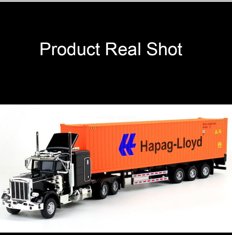 1:50 Alloy Heavy Trucks Toys Models Cars Container Vehicles Light Music Miniature Transport Car Rubber Tires Kids Gifts