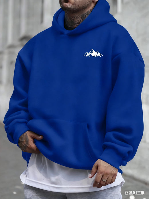 Men's Casual Pink Hoodie Fashionable Pattern Long Sleeve Regular Fit Casual Wear Hoodie Front Blended Hoodie