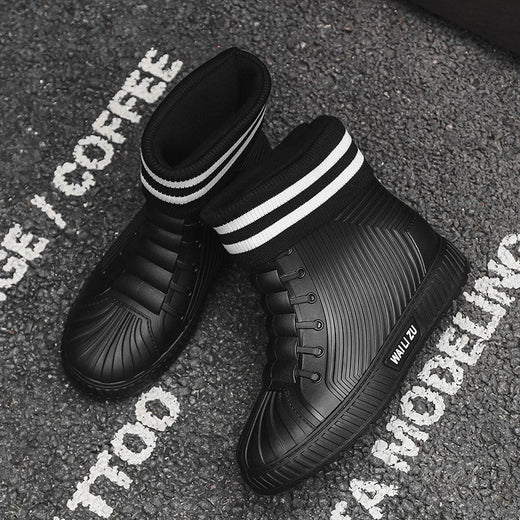 Versatile Casual Short-barreled Waterproof Shoes Men Women Lined With Fleece Warmth Anti-slip Wear-resistant Outdoors Rain Boots