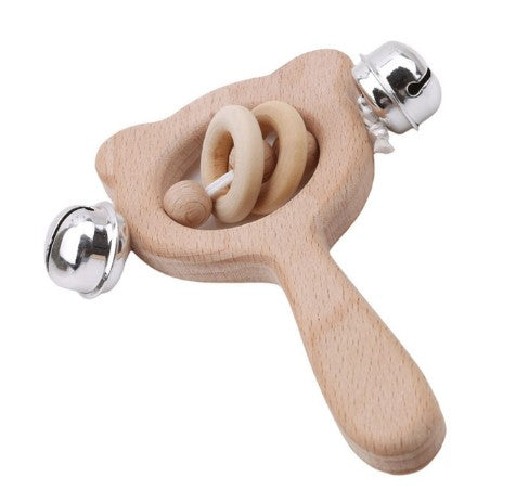 1pc Wooden Montessori Toy Hand bell Toy Baby Mobile Musical Rattle Toy Children Stroller Classic Educational Toys Kid Gifts