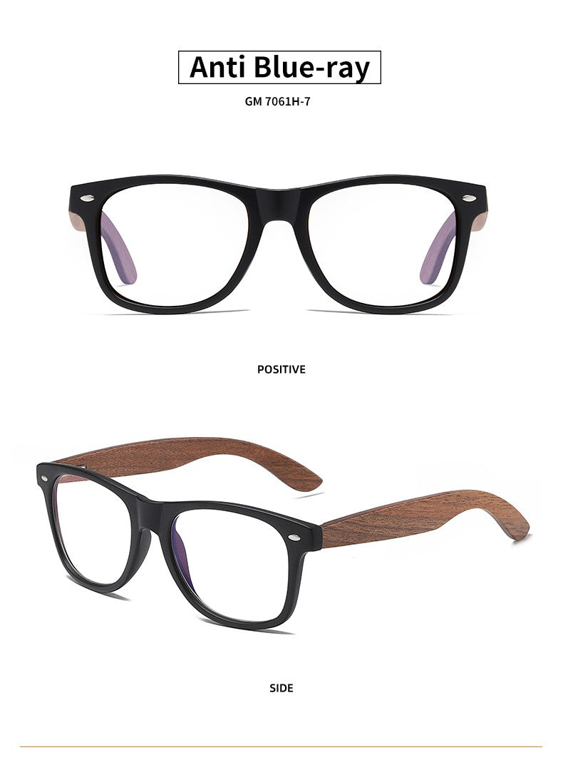 GM Environment-Friendly Retro Walnut Wood Sunglasses UV400 Polarized Bamboo Sunglasses Men's Fashion Trendy Anti Blue Lens 7061h