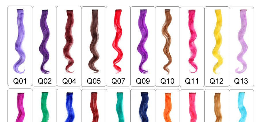 Synthetic Rainbow Wavy Hair Extensions Long Hair Extensions One Single Clip In Wigs Colorful Synthetic Fiber False Fake Hair 20";;VERDADEIRO;;"Q33,20inches