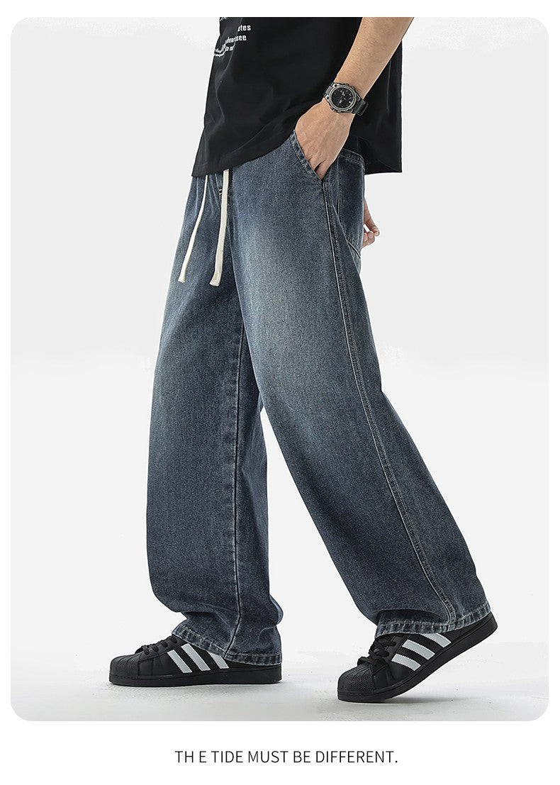 Men's Jeans American Loose Wide-leg Loose Straight Casual Trousers Street Hip-hop Baggy Jeans Black Grey Blue Streetwear Men