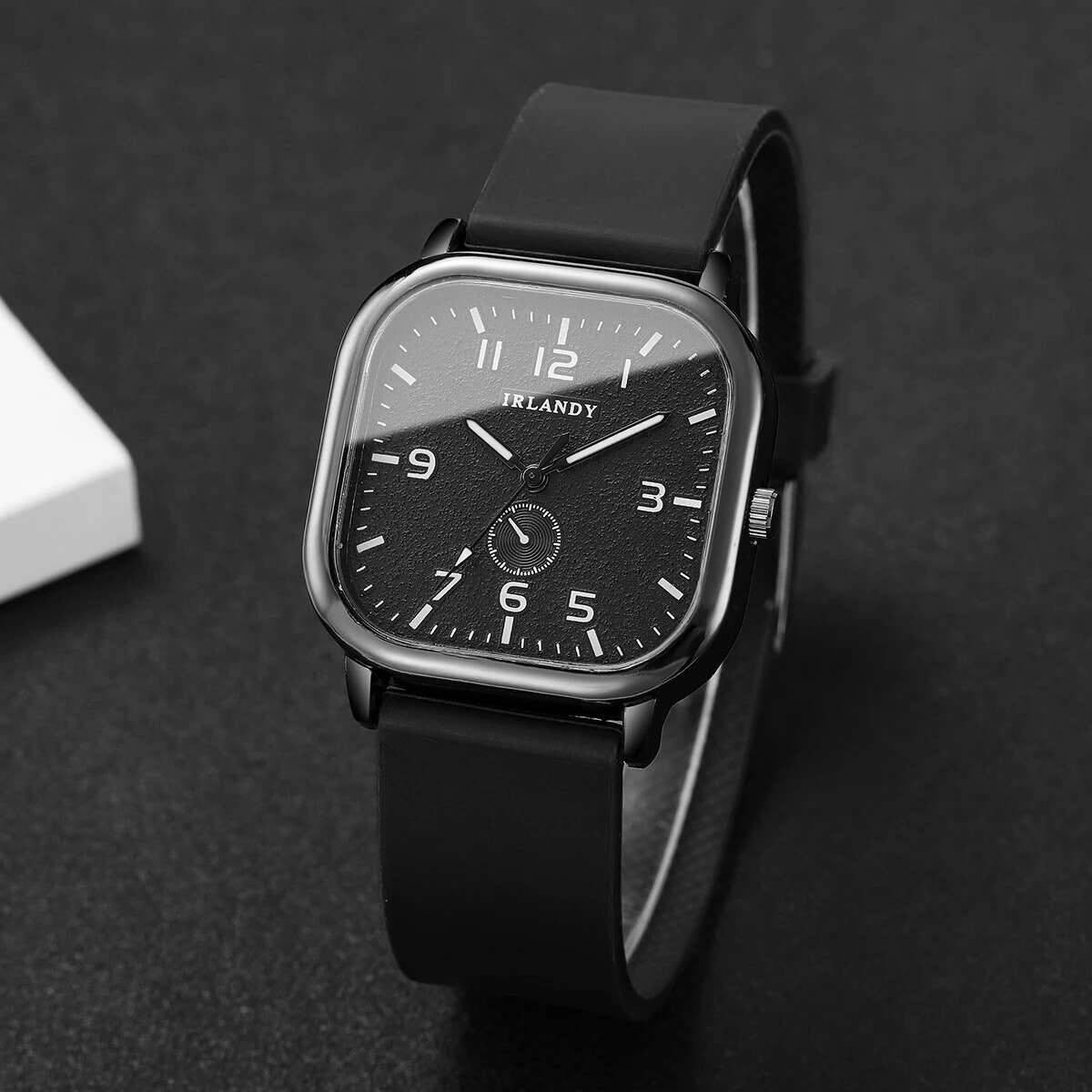 1/2/3PCS Fashion Square Women Watches Casual Silicone Strap Quartz Watches Sports Wristwatch For Men Women Students?Without Box?