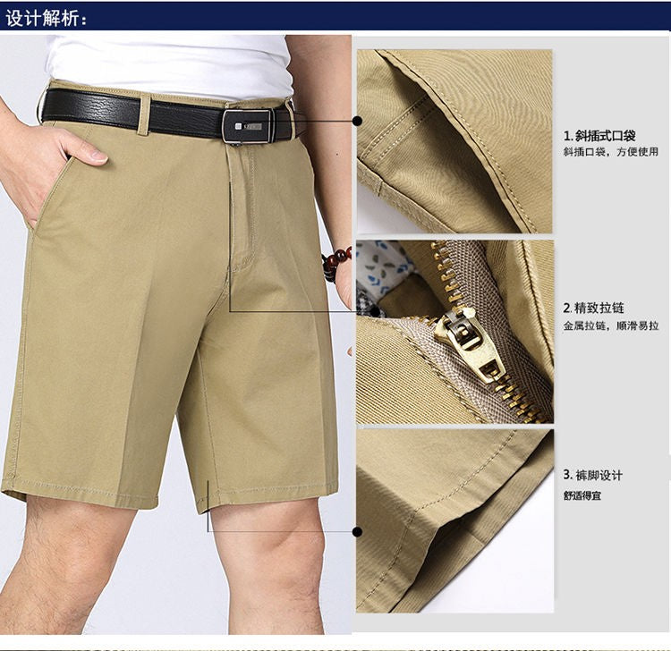 100% Cotton Shorts Men Knee Length Boardshorts Classic Brand Comfortable Clothing Beach Shorts Male Short Trousers