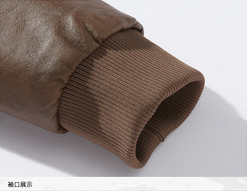Fleece Fur Collar Windbreaker Coat Male Pu Jacket Men Thick Warm Cashmere Military Bomber Tactical Leather Jackets Mens Outwear