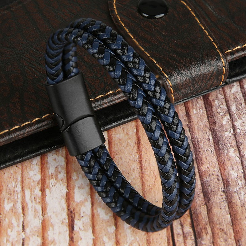2025 NEW Genuine Leather Bracelets & Bangles for Men Women Double Layer Leather Rope Bracelet Handmade Jewelry Homme Pulseras