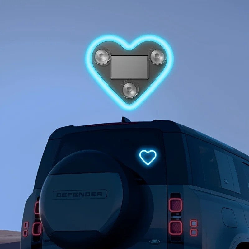 Solar-Powered Led Car Window Neon Lights - Heart-Shaped Rgb-Free Color-Changing Interior Wiring Free Atmosphere Light