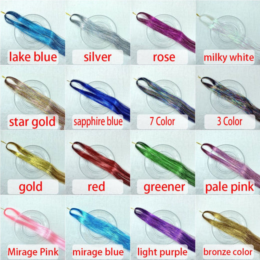 93/120cm Sparkle Synthetic Hair Extensions Tinsel Rainbow Colored Strands Girls Headwear Hairbinge Hair Laser False Decor