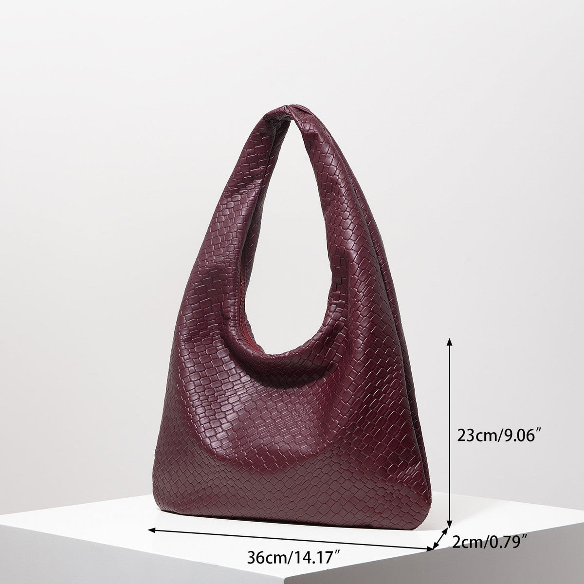 Vintage Faux Woven Leather Shoulder Bag, Women's Handbag, Large Capacity Tote Bag, Crescent Bag, Zipper Underarm Bag, Daily Commuter Bag (Random Pattern)