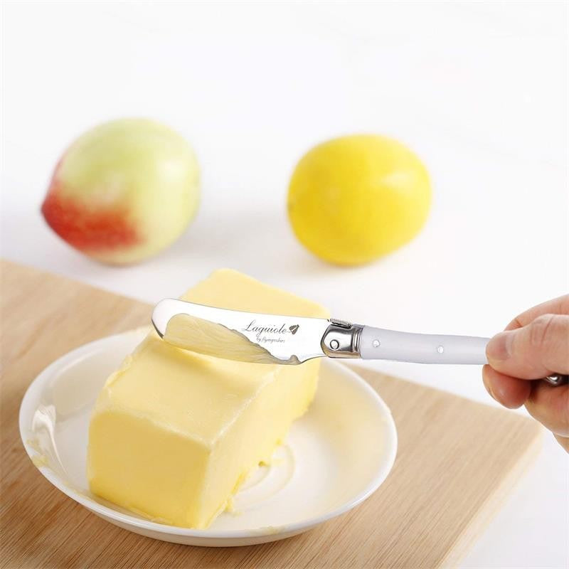 Laguiole Blue Plastic Handle Sandwich Cheese Cake Stainless Steel Butter Knife Cheese Jam Spreader Spatula Slicer Cutlery Yellow