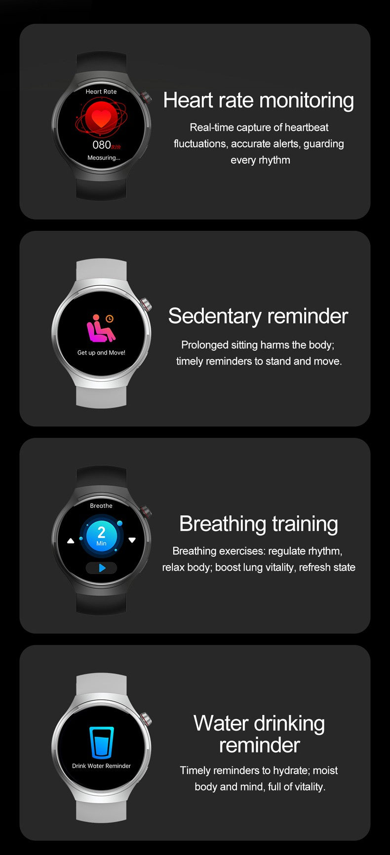 2025 New Watch 4 GT Series Smart Watch Men AMOLED Screen Heart Rate Health Monitoring Bluetooth Call Business Smartwatch Man