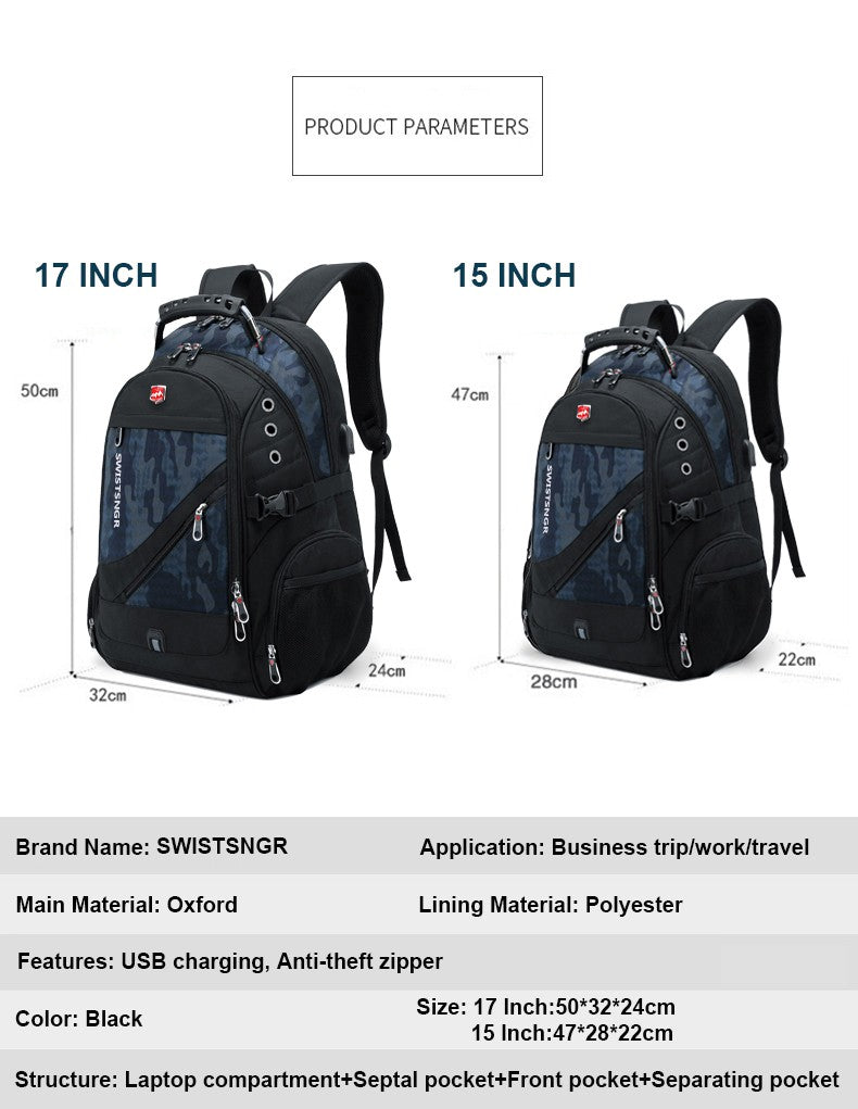 Brand Men's Backpack Anti-theft Waterproof 17inch Laptop Backpacks USB Charging Business Travel Backpack School Bag Male Mochila