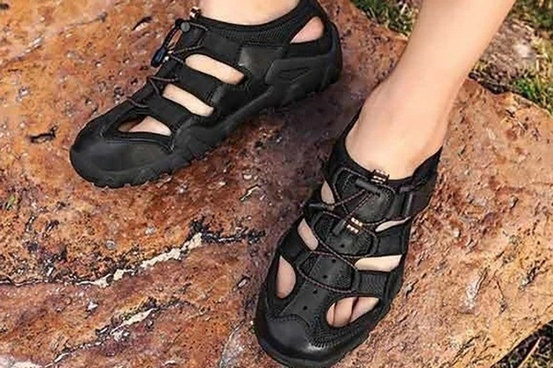 New Summer Mens Sandals Genuine Leather Antiskid Breathable Outdoor Sandalias Trekking Casual Beach Shoe Male Loafers Big Size