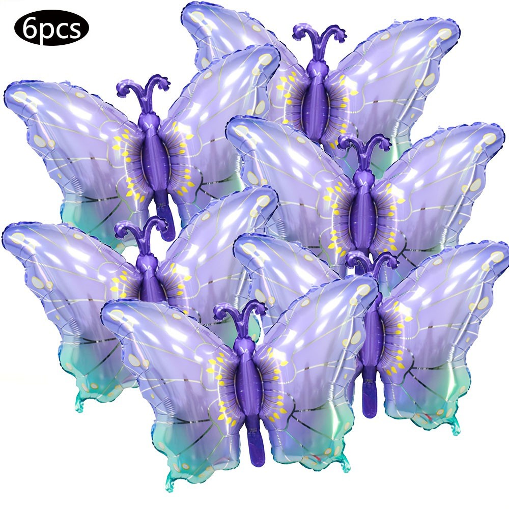 6pcs Colorful Butterfly Foil Balloons Butterfly Themed Balloons Girls Birthday Party Wedding Baby Shower Decoration Gifts