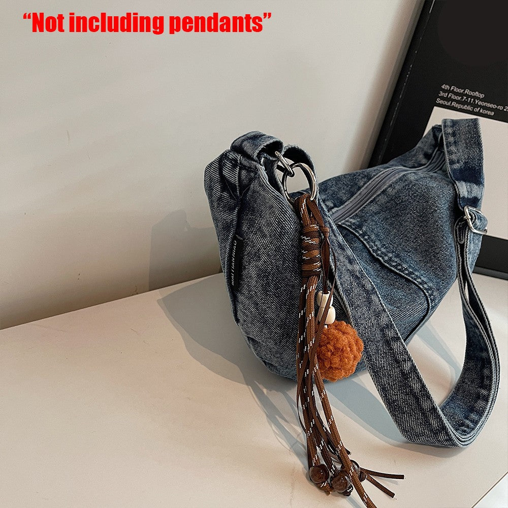 Autumn and Winter Trendy and Cool Fashion Denim Dumpling Bag New Zipper Versatile Single Shoulder Crossbody Bag