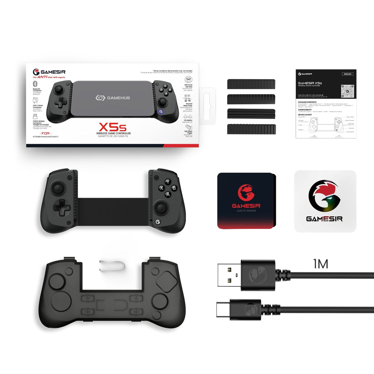 GameSir X5s Wireless Mobile Gaming Controller Bluetooth 2.4GHZ Connection Lightweight Design Hall Effect, No-Drift, App Customization