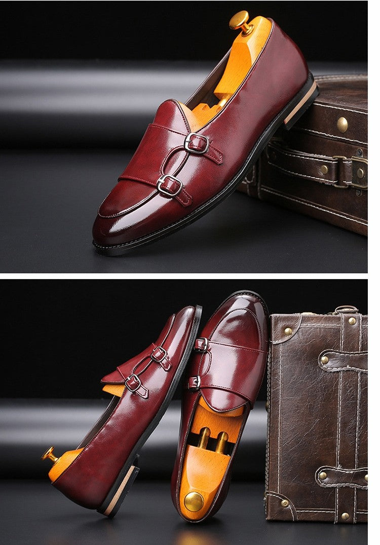 Man Shoes Leather Loafers designer Fashion Slip-on Casual Comfortable Double Monk Dress Shoe