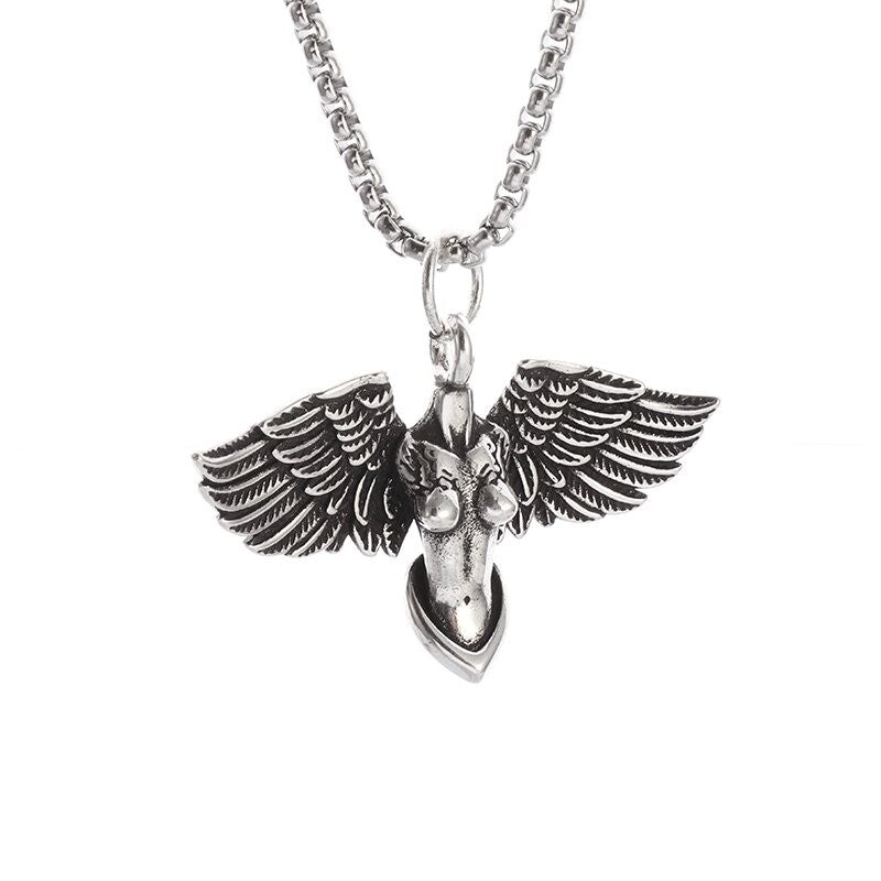 Silver-Plated Anime Mecha Beautiful Girl Girl Pendant Necklace Men and Women Hip-Hop Rock Punk Trendy Jewelry Gift