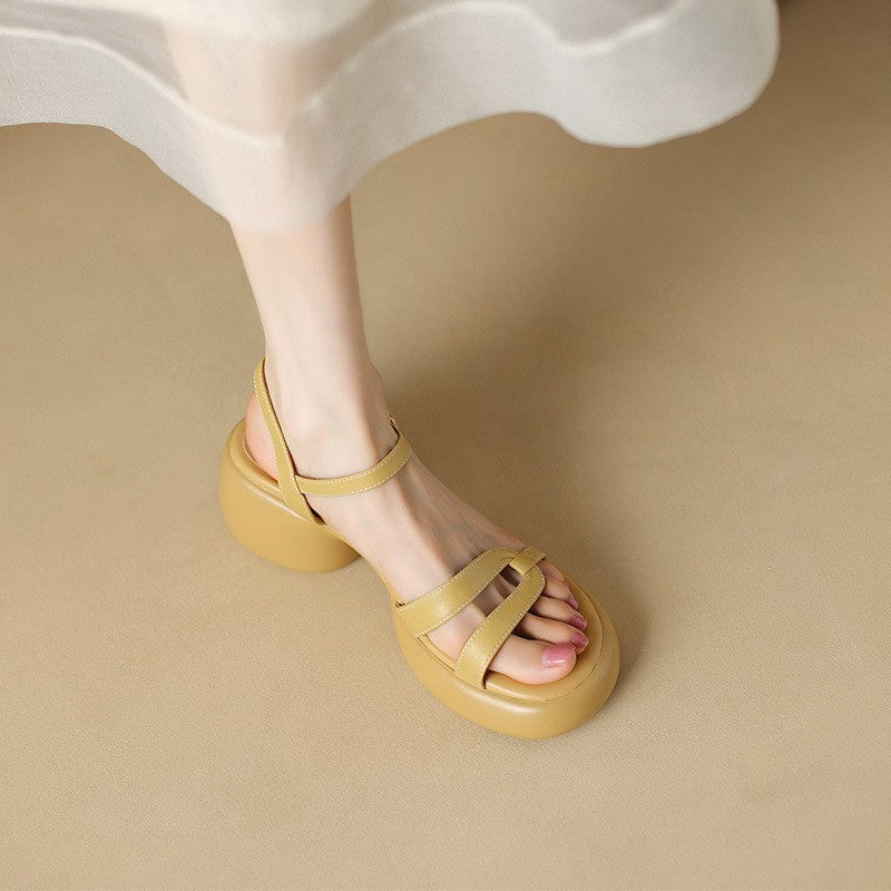 Designer New Women's Sandals 2025 New Fashion High Heels Summer Outdoor Beach Shoes Mary Jane Women Open Toed Thick Heel Sandals