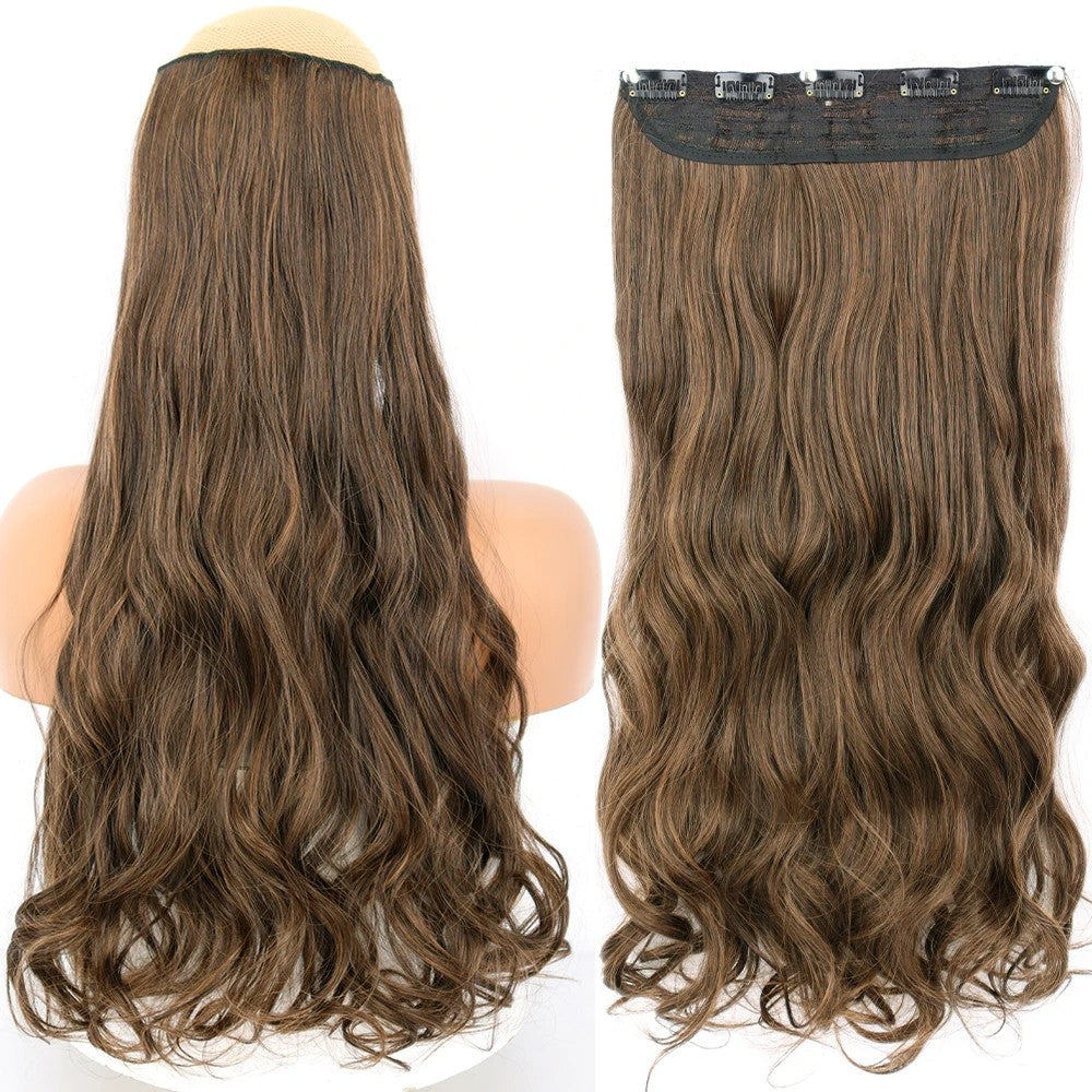 Long Straight Hairstyle 5 Clip Natural Hair Extension Synthetic Fiber Heat-Resistant Hairpiece 22"32" Black Brown Blonde
