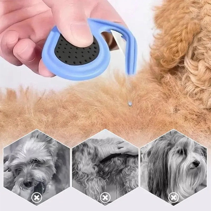 Pet Knot Open Comb Hair Cutter Hair Fur Shedding Grooming Trimmer Anti-slip Stainless Steel Hair Remover Tools Puppy Accessories